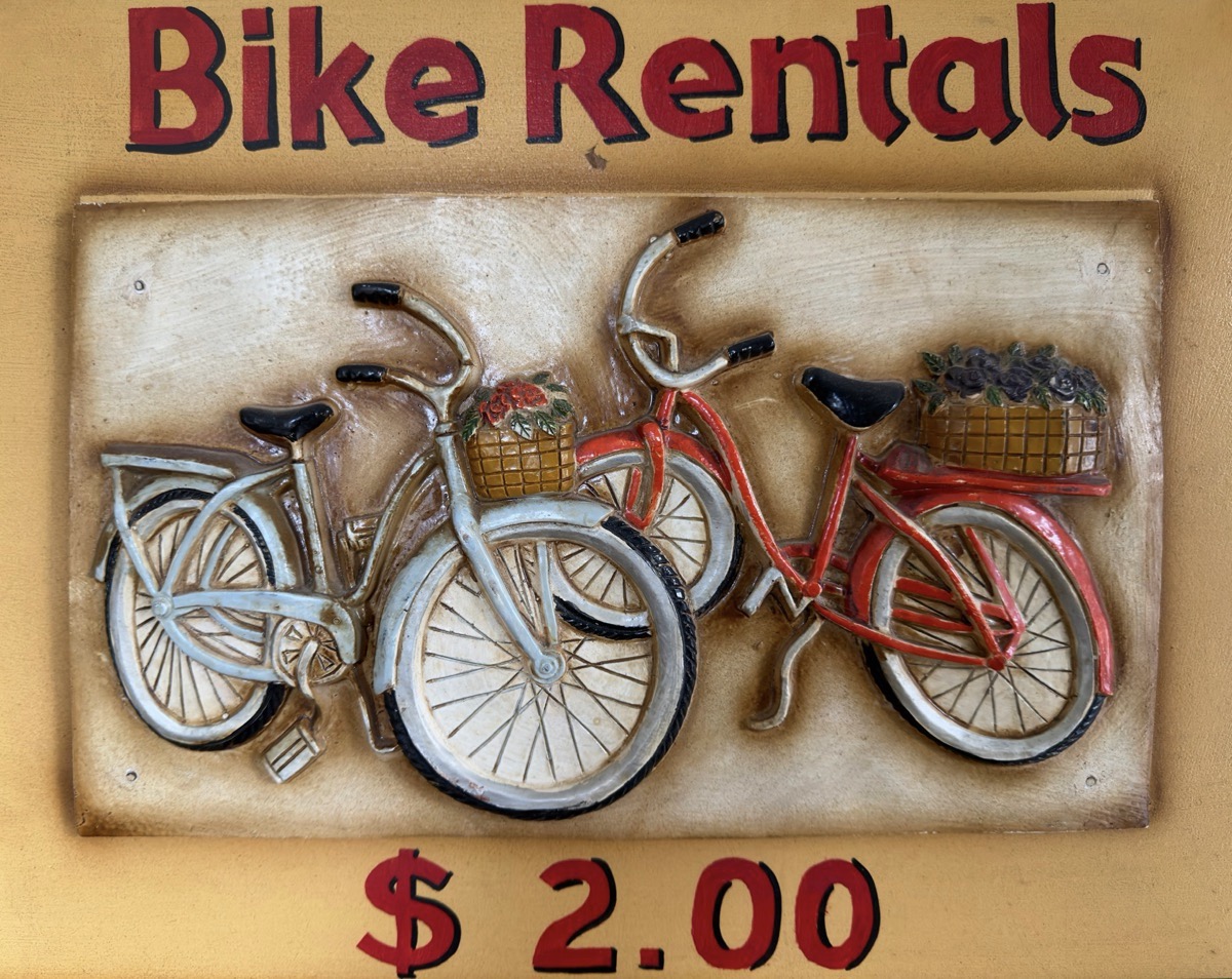 Vintage bike rental sign