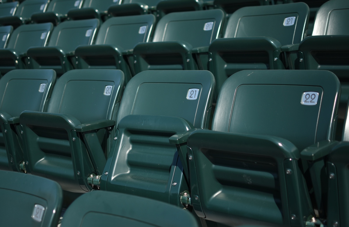 Dark green stadium seats