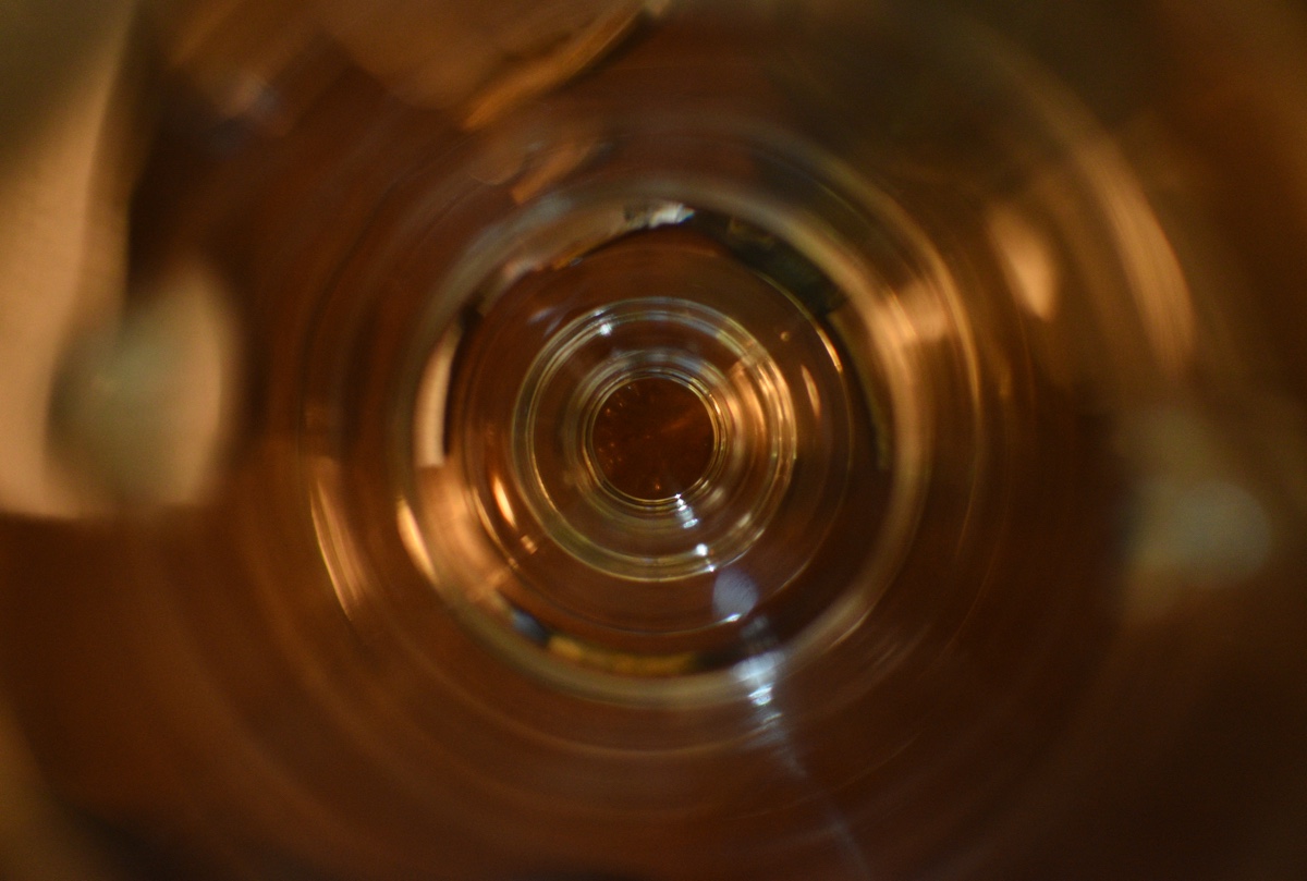 Top down shot of an empty glass cup